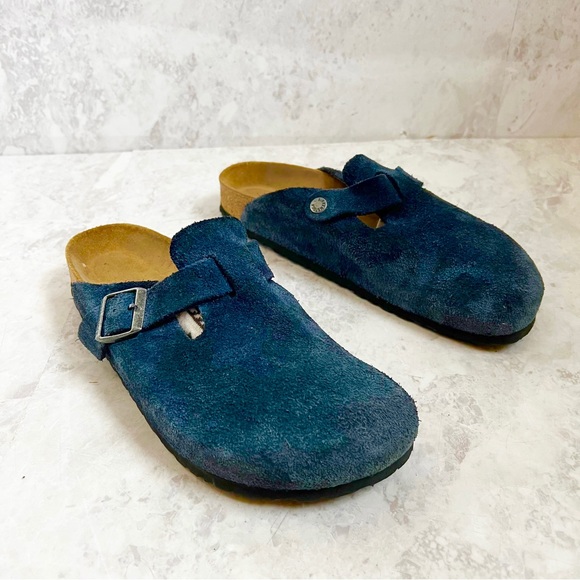 Birkenstock Other - Birkenstock Boston Night Blue Navy Clogs 42 Leather Suede Soft Footbed Mules